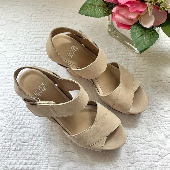 Eileen Fisher Leather Wooden Cut Out Clog Wedge 5 5.5 - Picture 4 of 16